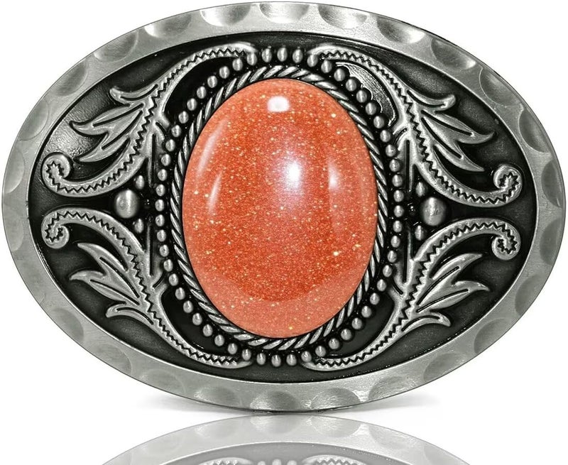 GURANSE Natural Gems Tiger Eyes Stone Belt Buckle With Acanthus Western Cowboy Style More Colors - Image 1